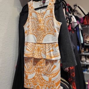 2B BEBE orange and white dress